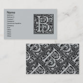 Letter B Middeleeuws Monogram Art Nouveau Visitekaartje (Voorkant / Achterkant)