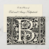 Letter B Middeleeuwse Monogram Art Nouveau Kaart (Voorkant / Achterkant)
