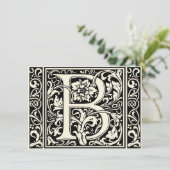 Letter B Middeleeuwse Monogram Art Nouveau Kaart (Staand voorkant)