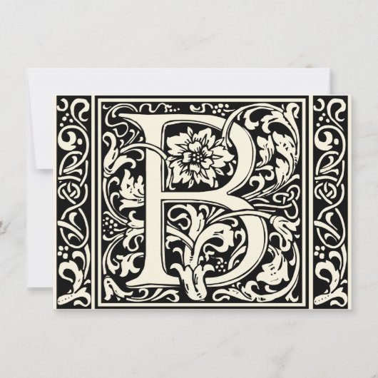 Letter B Middeleeuwse Monogram Art Nouveau Kaart (Voorkant)