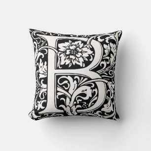 Letter B Middeleeuwse Monogram Art Nouveau Kussen