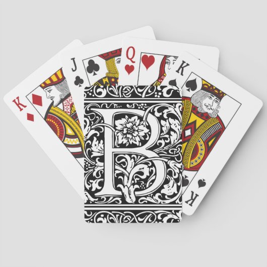 Letter B Middeleeuwse Monogram Art Nouveau Pokerkaarten (Achterkant)
