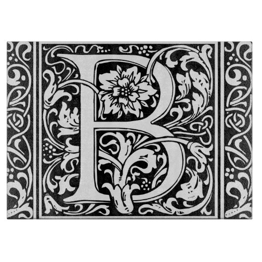 Letter B Middeleeuwse Monogram Art Nouveau Snijplank (Voorkant)