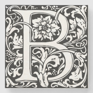 Letter B Middeleeuwse Monogram Art Nouveau Stenen Onderzetter