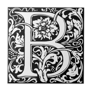 Letter B Middeleeuwse Monogram Art Nouveau Tegeltje