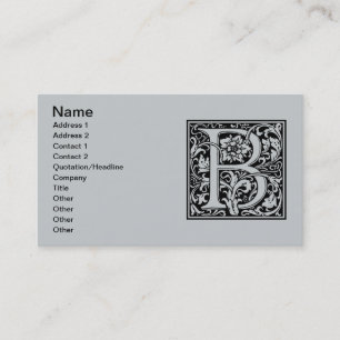 Letter B Middeleeuwse Monogram Art Nouveau Visitekaartje