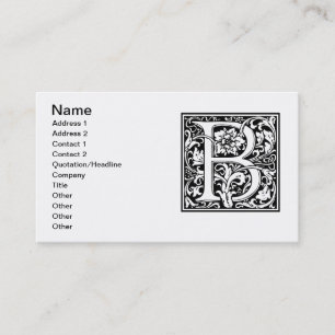 Letter B Middeleeuwse Monogram Art Nouveau Visitekaartje