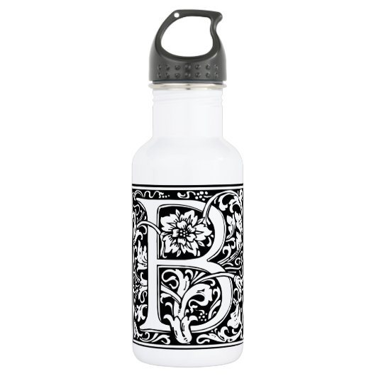 Letter B Middeleeuwse Monogram Art Nouveau Waterfles (Voorkant)