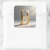 Letter B – Modern Minimal Typography Design Vierkante Sticker (Tas)