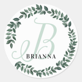 Letter B Monogram Aangepaste Naam Minimalistische  Ronde Sticker