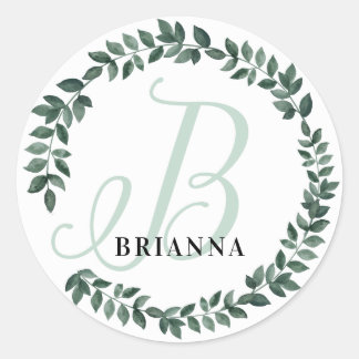Letter B Monogram Aangepaste Naam Minimalistische  Ronde Sticker