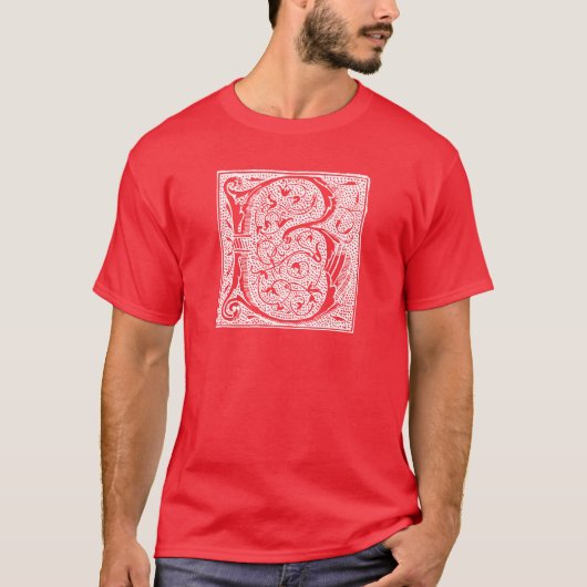Letter B Monogram Black White "B"-Initialen T-shirt (Voorkant)