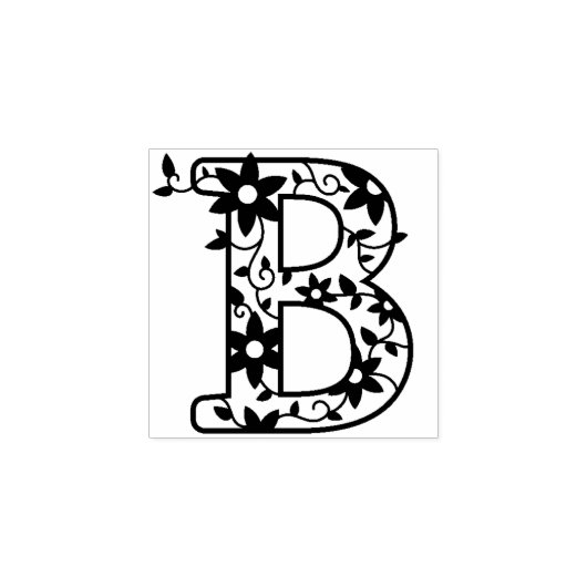Letter B Monogram Bloemen Rubberstempel (Afrduk)