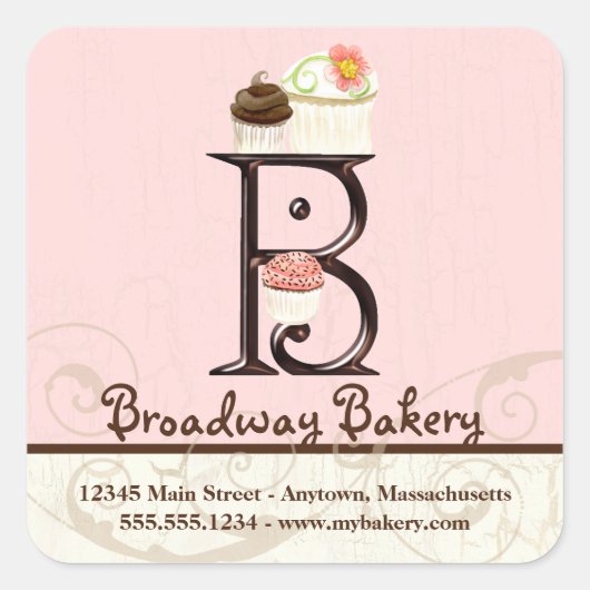 Letter B Monogram Cupcake Logo Zakelijke Stickers (Voorkant)