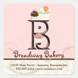 Letter B Monogram Cupcake Logo Zakelijke Stickers