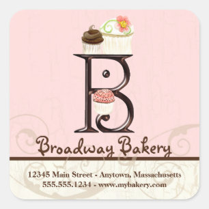 Letter B Monogram Cupcake Logo Zakelijke Stickers