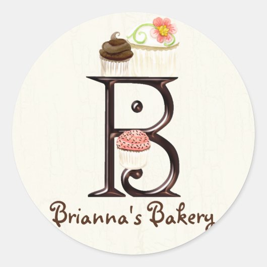 Letter B Monogram Cupcake Logo Zakelijke Stickers (Voorkant)