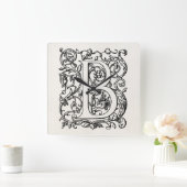 letter B Monogram, deel B, Initialen Vierkante Klok (Huis)