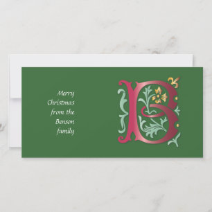 Letter B Monogram Fleur de lis Feestdagenkaart