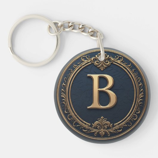 🔷 Letter B Monogram Geschenk voor Hem 🔑 Sleutelhanger (Voorkant)