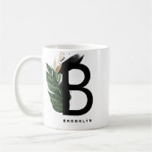 Letter B Monogram Gold Foil tropisch gepersonalise Koffiemok (Links)
