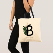 Letter B Monogram Gold Foil tropisch gepersonalise Tote Bag (Voorkant (product))