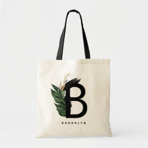 Letter B Monogram Gold Foil tropisch gepersonalise Tote Bag