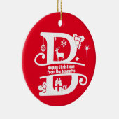 Letter B Monogram Initiaal Familienaam Greep Keramisch Ornament (Rechts)