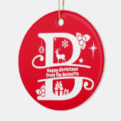 Letter B Monogram Initiaal Familienaam Greep Keramisch Ornament (Links)