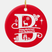 Letter B Monogram Initiaal Familienaam Greep Keramisch Ornament (Achterkant)