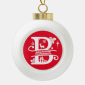 Letter B Monogram Initiaal Familienaam Greep Keramische Bal Ornament (Voorkant)