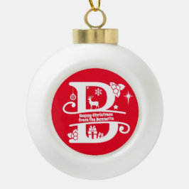 Letter B Monogram Initiaal Familienaam Greep Keramische Bal Ornament