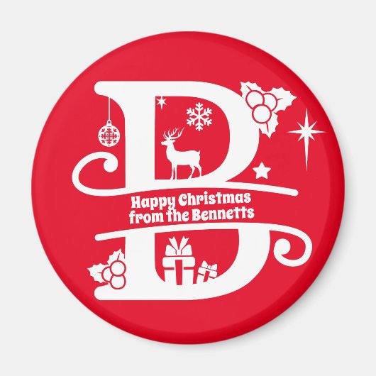 Letter B Monogram Initiaal Familienaam Greep Magneet (Voorkant)