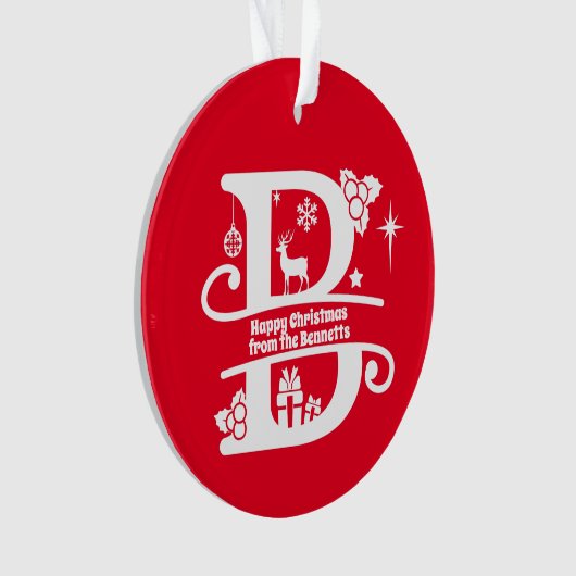 Letter B Monogram Initiaal Familienaam Greep Ornament (voorkant)