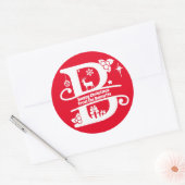 Letter B Monogram Initiaal Familienaam Greep Ronde Sticker (Envelop)