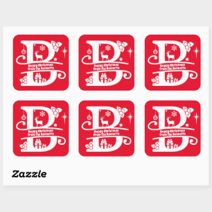 Letter B Monogram Initiaal Familienaam Greep Vierkante Sticker