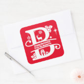 Letter B Monogram Initiaal Familienaam Greep Vierkante Sticker (Envelop)