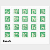  letter B monogram Initiaal groen Vierkante Sticker (Vel)