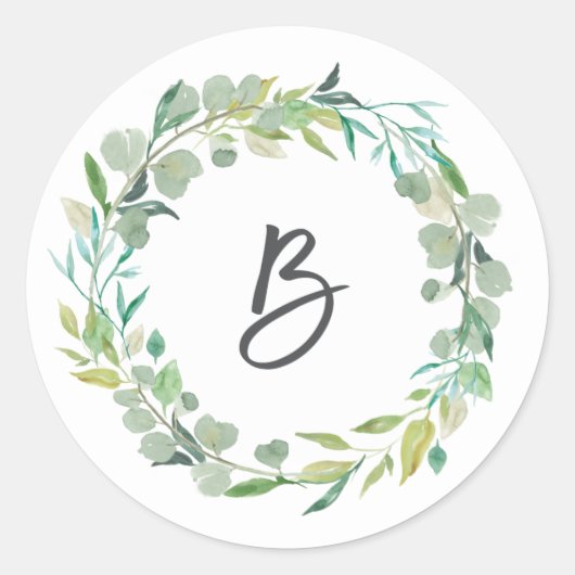 Letter B Monogram Initiaal Sticker Envelop zegel (Voorkant)