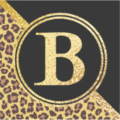 Letter B Monogram Leopard Print Gold and Black Sticker (Voorkant)