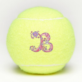 Letter B monogram meisjes gepersonaliseerde doodle Tennisballen