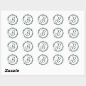 Letter B Monogram Minimalistische Botanische Blad  Ronde Sticker (Vel)