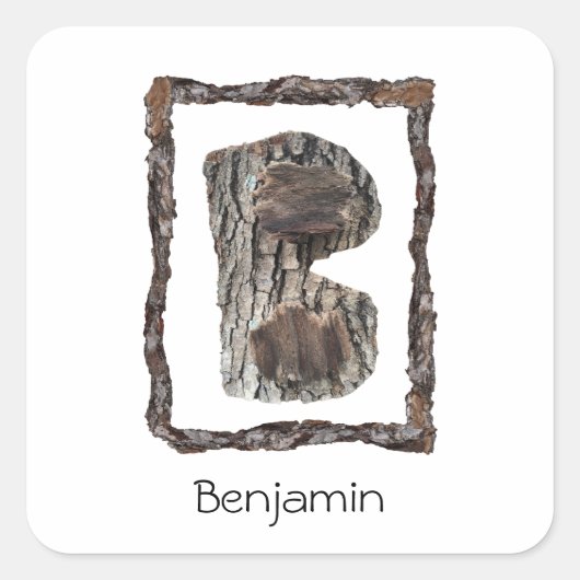 Letter B Monogram Natuur Boys Vierkante Sticker (Voorkant)