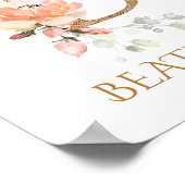 Letter B Monogram Roze Peach roos Nursery Poster (Hoek)