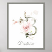 Letter B Monogram Roze roze roze olievlek Nursery  Poster (Voorkant)