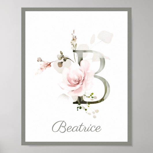 Letter B Monogram Roze roze roze olievlek Nursery  Poster (Voorkant)