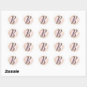Letter B Monogram Roze Waterverf Goud Chic Ronde Sticker (Vel)