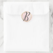 Letter B Monogram Roze Waterverf Goud Chic Ronde Sticker (Tas)
