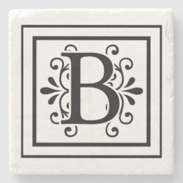 Letter B Monogram Stone Onderzetters