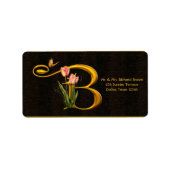 Letter B Monogram Tulp Vlinder Adresetiketten Etiket (Voorkant)